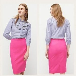 J Crew No2 Stretch Cotton Hot Pink Pencil Skirt